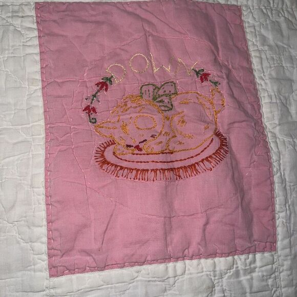 Vintage Baby Quilt Embroidered Goodnight Prayer Lay Me Down to Sleep 40” x 51” - Picture 5 of 16